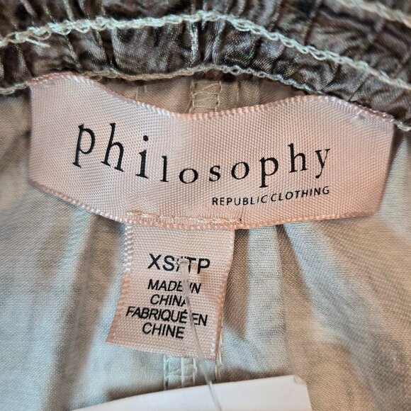 PHILOSOPHY  Wide Leg Pull On Elastic Waist Pants Sz:  XS/TP Green/Gray/Silver - Picture 6 of 7